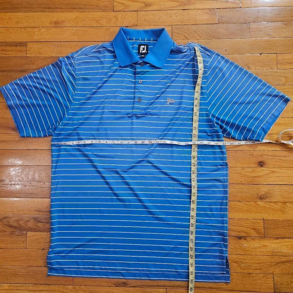 FootJoy Mens Large Blue Striped Stretch Golf Polo Shirt - Picture 3 of 7